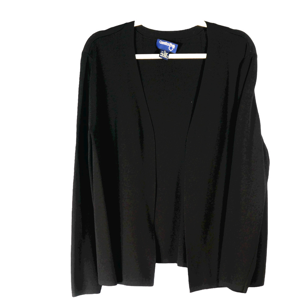 Country Shop Classic Cardigan Black M Extra Fine Ribbing Stretch Longer Slinky